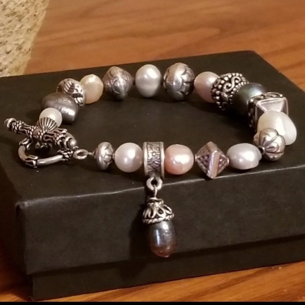 🦋SOLD 🦋 Silpada Gray and Pink Freshwater Pearl Sterling Silver Bracelet B0986 - Picture 15 of 16
